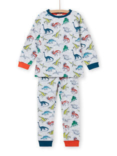 Ensemble pyjama gris chiné phosphorescent à imprimé dinosaure enfant garçon MEGOPYJAOP / 21WH1282PYJJ922