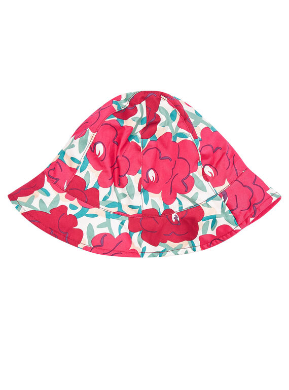 Chapeau enfant fille en popeline avec motif grosses fleurs  JYAWEHAT1 / 20SI0191CHA001