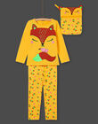 Ensemble pyjama T-shirt et pantalon jaune et orange enfant fille MEFAPYJFOX / 21WH1174PYG010