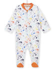 Grenouillère blanche imprimé raton-laveur bébé garçon NEGAGRELAV / 22SH14G6GRE000
