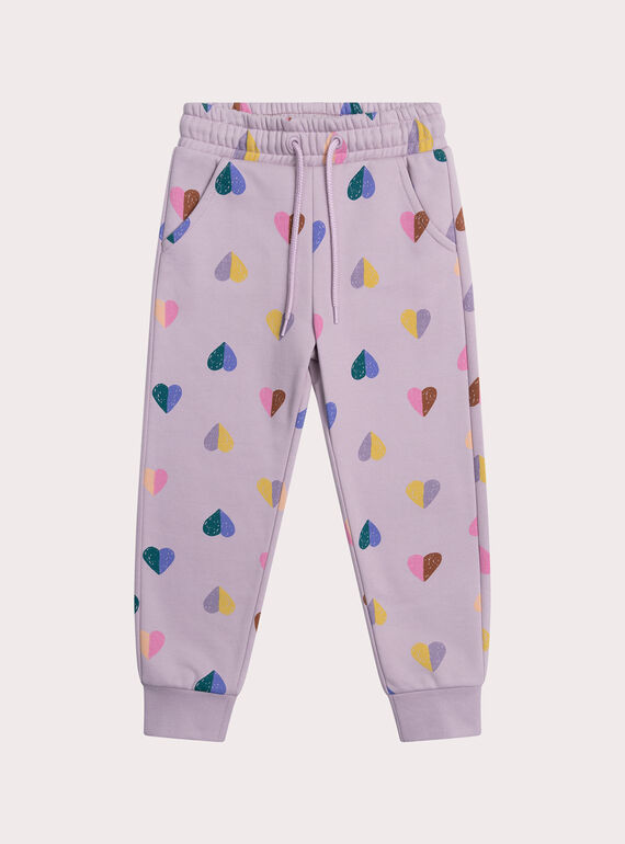 Bas de jogging violet imprimé cœurs XAJOBAJOG1 / 25W901E2JGBH707