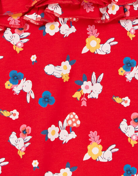 Salopette rouge imprimé lapins et fleurs bébé fille LIHACOMB / 21SG09X2CBL505