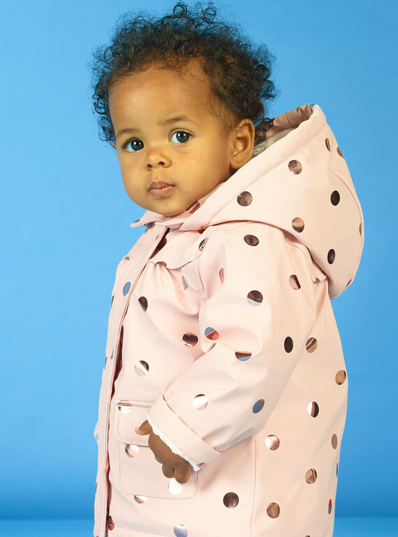 Imperméable rose à pois dorés bébé fille MIGOIMP / 21WG0951IMPD332