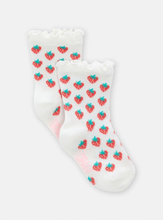 Chaussettes imprimé fraises pour bébé fille TYIJOSOQ3 / 24SI0986SOQ001