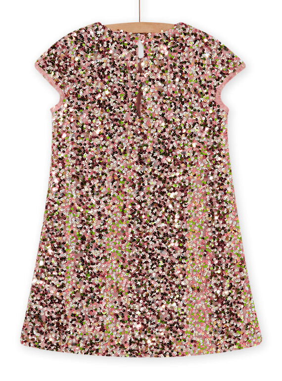 Robe rose à sequins enfant fille MANOROB2 / 21W901Q2ROB303