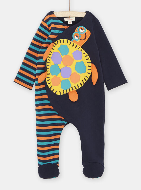 Grenouillère bleu foncé à patch tortue bébé garçon : - Pyjama