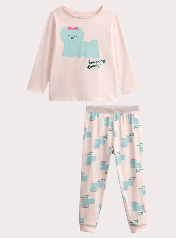 Pyjama rose chien pour enfant fille  WEFAPYJDOG / 25SH11B5PYJD310