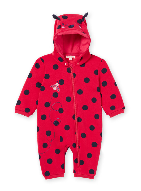 Surpyjama layette fille en molleton fourré motif coccinelle  LEFISURCOC / 21SH1311SPYF521
