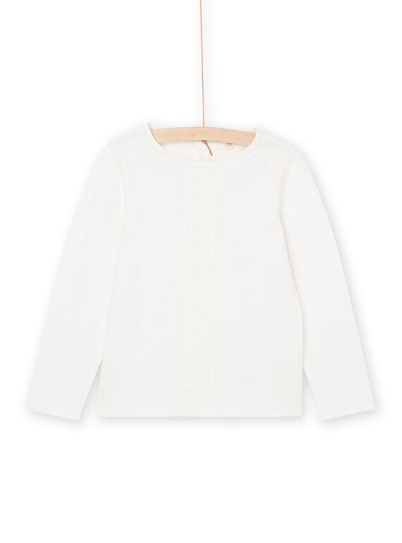 T-shirt manches longues blanc avec dentelle PAJOSTEE2 / 22W901D3TML001