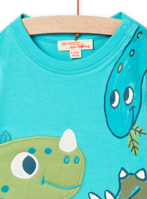 T-shirt bleu turquoise motifs dinosaures bébé garçon NUGATEE1 / 22SG10O1TML202