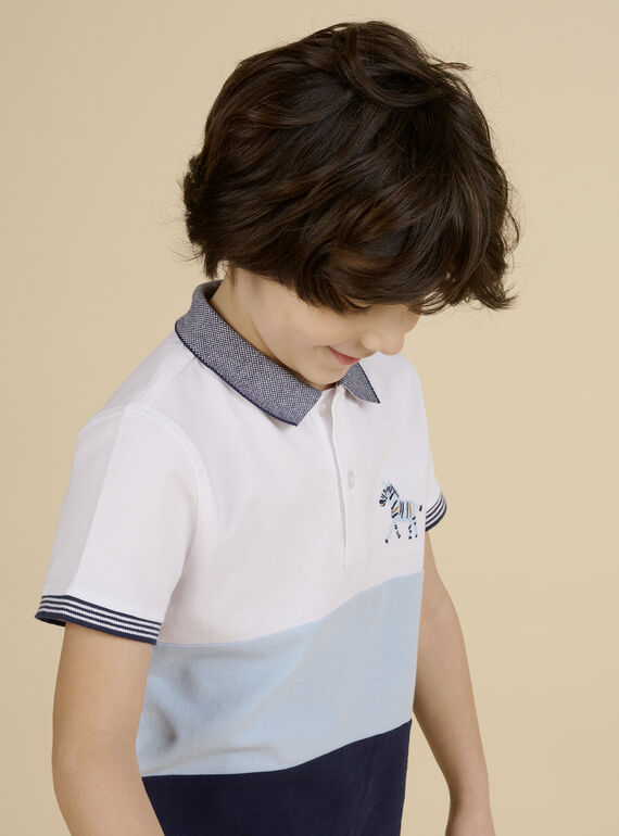Polo à rayures bleu enfant garçon NOSOPOL / 22S902Q1POL000