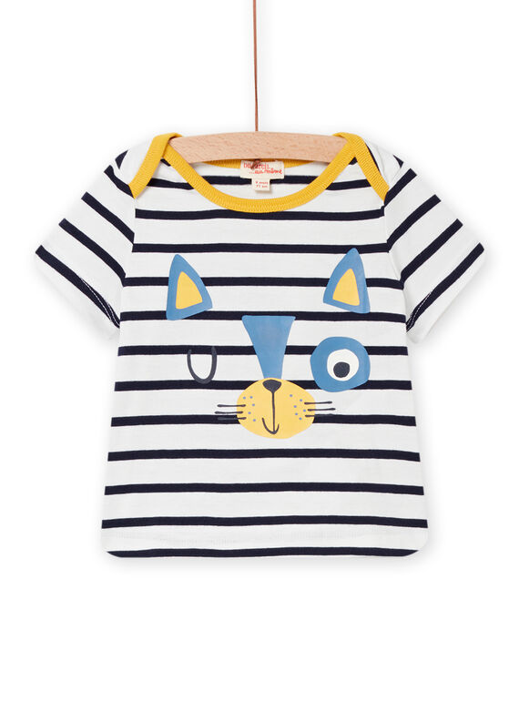 T-shirt manches courtes écru et noir bébé garçon 22SG10C4TMC001
