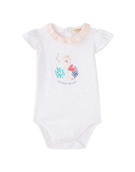 Body Blanc Avec Col Volante Bebe Fille Soldes Bebe Dpam