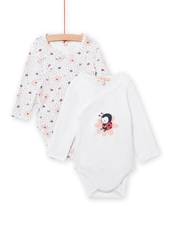 Lot de 2 bodys imprimé coccinelles et fleurs naissance fille NOU1BOD3 / 22SF0341BDN000