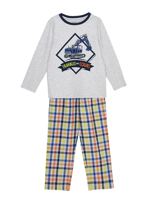 Pyjama en jersey enfant garçon et bas popeline à carreaux JEGOPYJTRA / 20SH1223PYJJ920