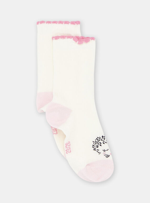 Chaussettes écrues à motifs hérisson bébé fille SYIVERSOQ / 23WI09B5SOQ001