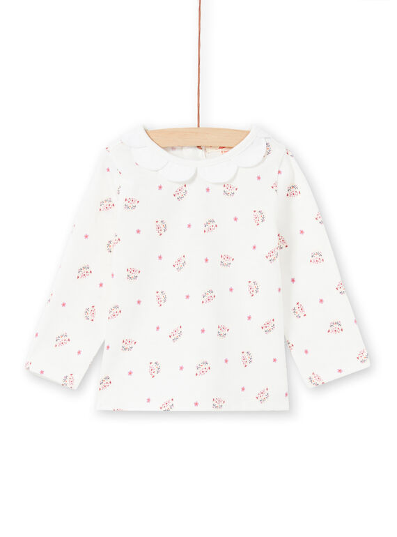 T-shirt écru à imprimé léopards et fleurs bébé fille MIPABRA / 21WG09H2BRA001