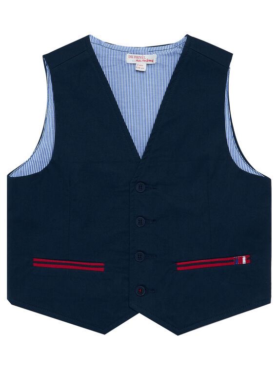 Gilet de costume uni marine à poches contrastées garçon JOWEGIL / 20S90291GSM705