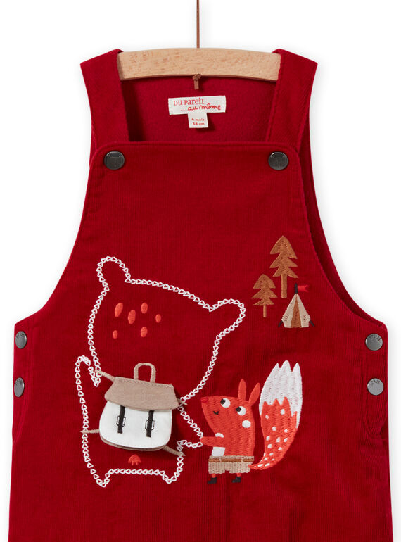 Salopette rouge en velours côtelé motif fantaisie bébé garçon MUFUNSAL1 / 21WG10M2SAL510