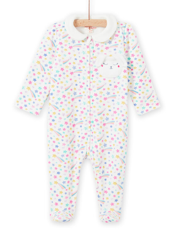 Grenouillère imprimé fantaisie col claudine bébé fille MEFIGRENUI / 21WH1395GRE001