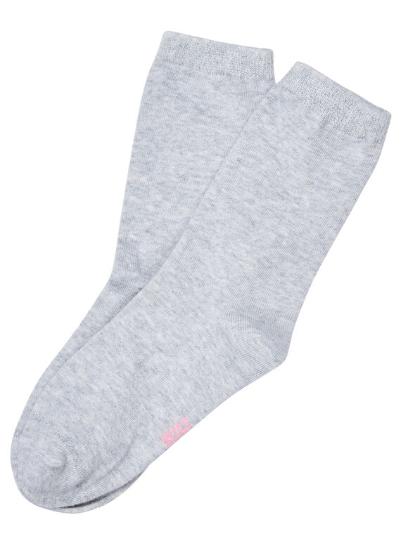 Chaussette fille grise claire avec bord lurex JYAESCHO4 / 20SI0161SOQ943