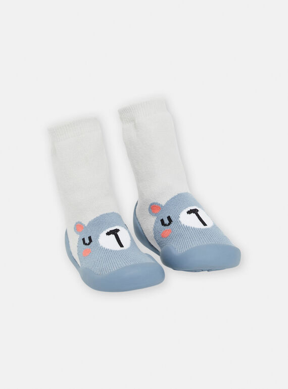 Chaussons chaussettes bleus à motif ours SUCHO7OURS / 23XK3861D08C201
