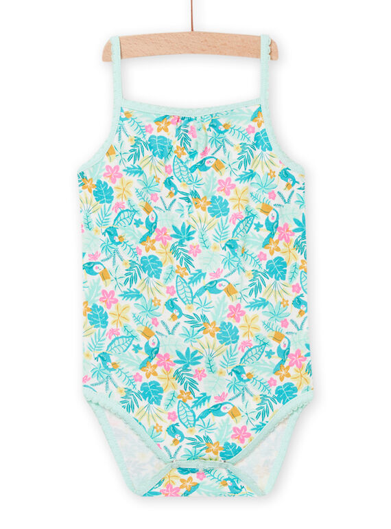 Body turquoise à imprimé jungle bébé fille NEFIBODTUR / 22SH13J2BDL001