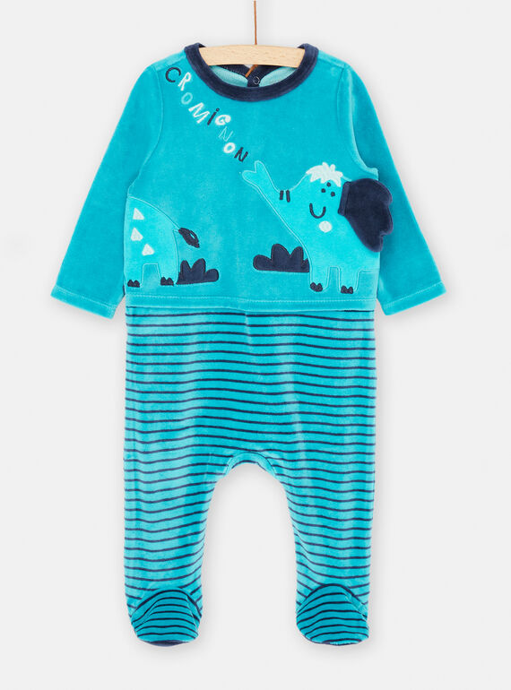 Grenouillère turquoise et bleu marine à motifs à rayures SEGAGREMOUT / 23WH1452GREC235