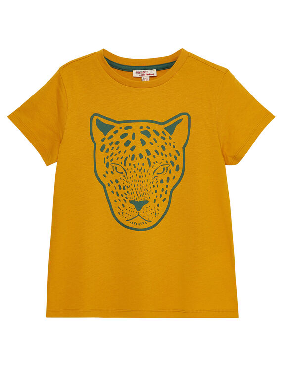 Tee shirt garçon manches courtes jaune panthère JODUTI3 / 20S902O4TMC109