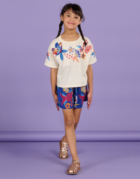 T-shirt écru foncé à motifs fleuris Enfant Fille RAMUMTI2 / 23S901G2TMC003