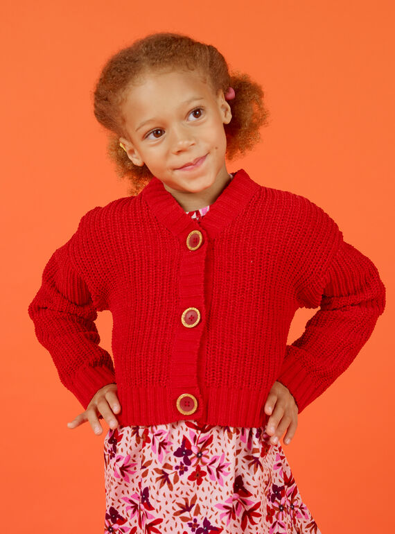 Gilet maille rouge enfant fille MACOMCAR1 / 21W901L2CAR408