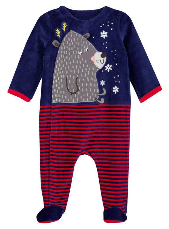Grenouillère de Noël en velours layette garçon GEGAGRENOEL / 19WH14T1GRE070