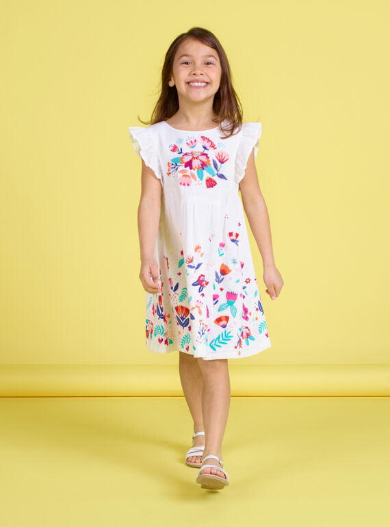 Robe sans manches brodée et imprimé fleuri enfant fille JAMAROB2 / 20S901P4ROB000