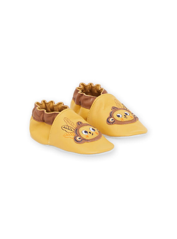 Chaussons en cuir jaunes avec patch singe RUCHOSMONK / 23KK3843D3S010