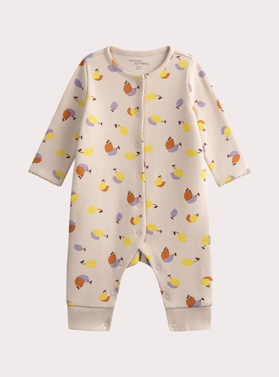 Grenouillère beige imprimée pour bébé fille WEFIGRECIT / 25SH13B1GRE080