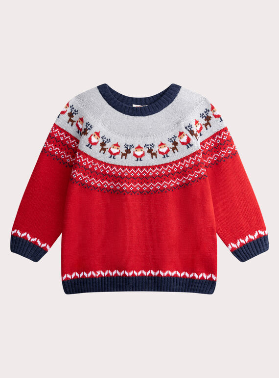 Pull de Nöel rouge animation jacquard VOWAPUL1 / 24W902T2PULF520