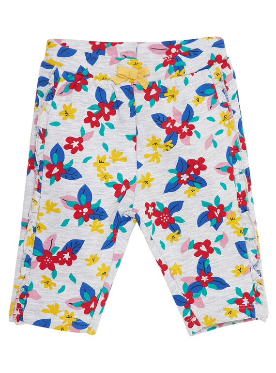 Bas de jogging gris chiné imprimé bébé fille JITROBAJOG / 20SG09F1JGBJ920