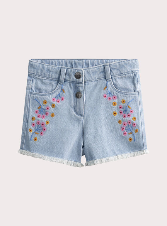 Short brodé en denim bleu clair  WAPRISHORT / 25S901S1SHOP272