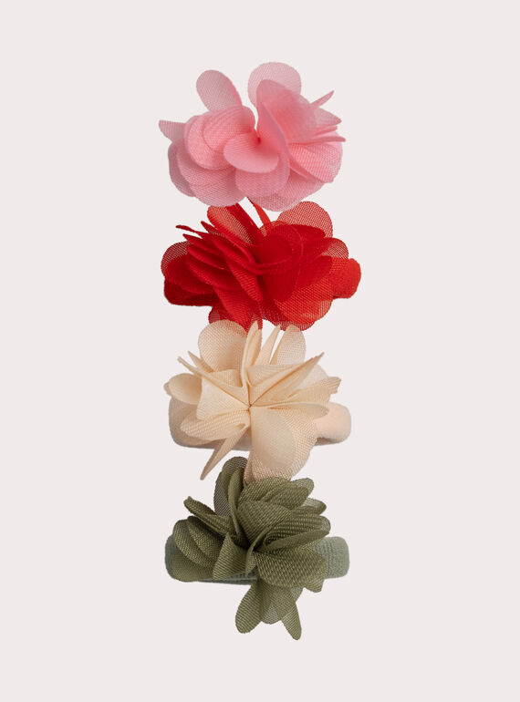 Lot de 4 élastiques fleuris pour fille  XYAJOELA3 / 25WI01I7ELAD301