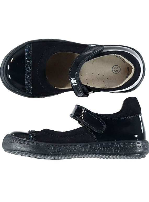 Babies croûte de cuir et verni marine enfant fille GFBABMATER / 19WK35I3D13070
