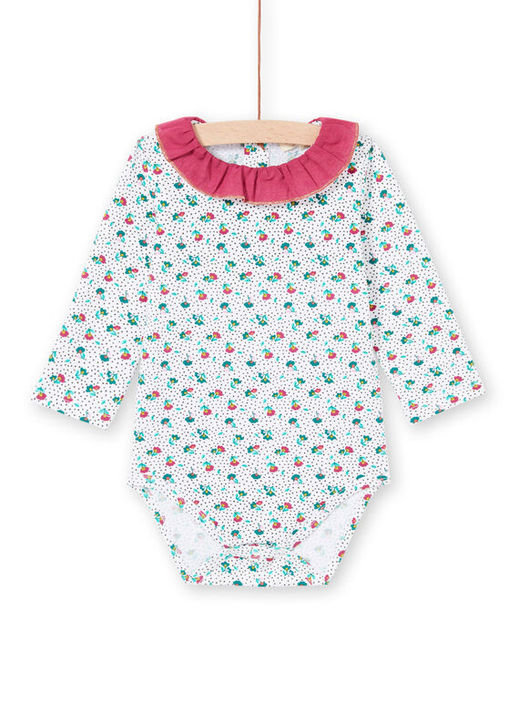 Body manches longues à col volanté et imprimé fleuri bébé fille MITUBOD / 21WG09K1BOD001