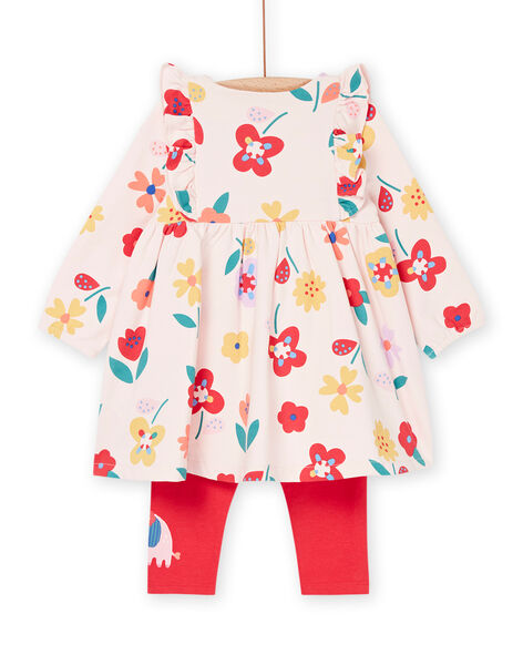 Robe et legging rose dragée à imprimé fleurs RINAUENS / 23SG09N1ENSD310