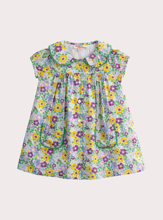 Robe écrue imprimée pour bébé fille WIFIROB1 / 25SG0952ROBA001