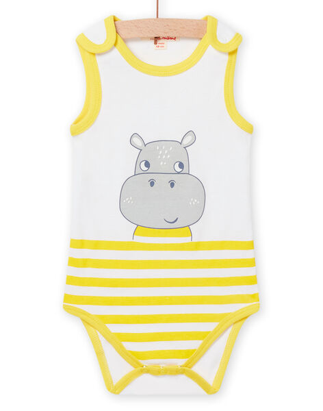 Body sans manches à rayures jaunes motif hippopotame bébé garçon NEGABODHIP / 22SH14J4BDL000