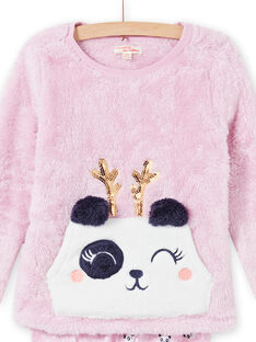 Ensemble pyjama rose motif panda en soft boa enfant fille MEFAPYJKAN / 21WH1191PYJ326