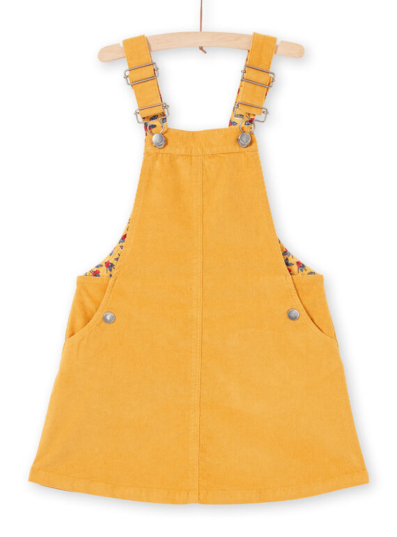 Robe salopette jaune moutarde en velours enfant fille MAMIXROB4 / 21W901J4ROBB106