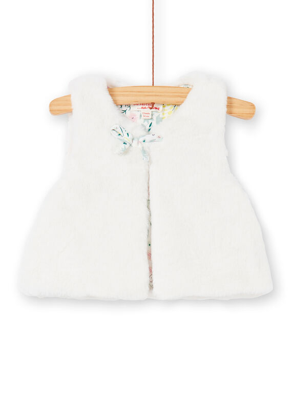 Gilet en fausse fourrure blanche bébé fille KIBOCAR2 / 20WG09N2CAR001