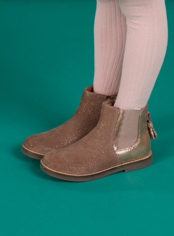 Chelsea boots en cuir pailleté. PABOOTROSE / 22XK3572D0D030