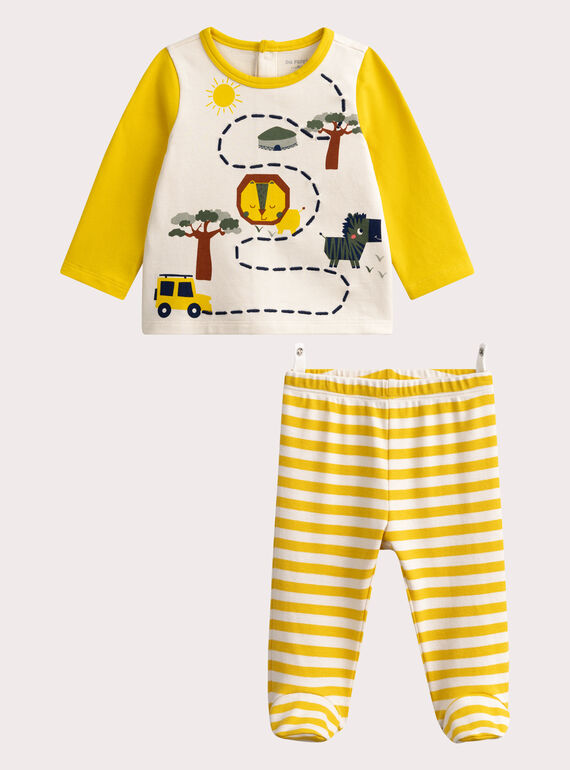Pyjama jaune et écru pour bébé garçon WEGAPYJSAV / 25SH14B1PYJ811