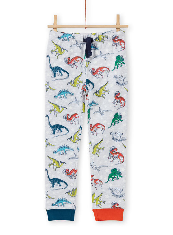 Ensemble pyjama gris chiné phosphorescent à imprimé dinosaure enfant garçon MEGOPYJAOP / 21WH1282PYJJ922